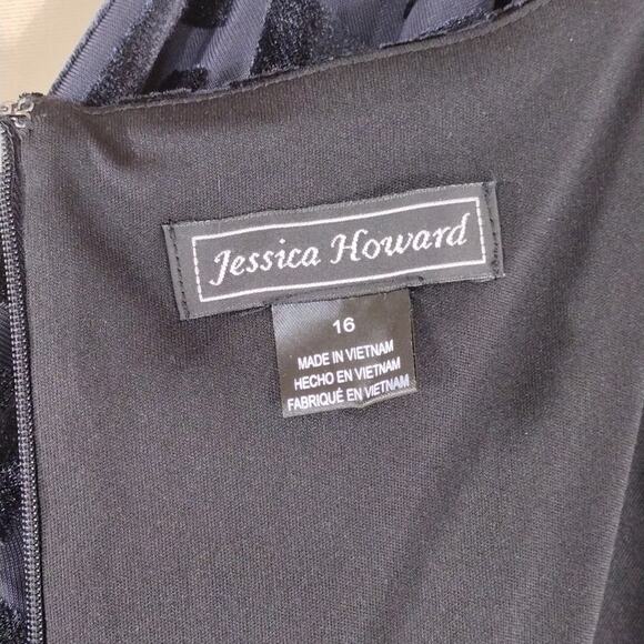 Jessica Howard Blue Purple Stretchy Plus Size Long Sleeve Zip Up Formal Dress - Picture 4 of 11